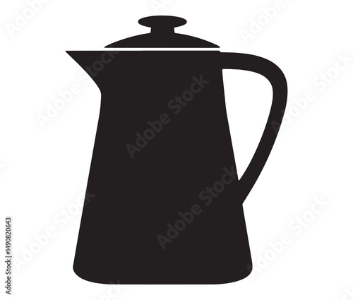 Silhouette teapot isolated on white background. Vintage teapot and coffee pot silhouette.