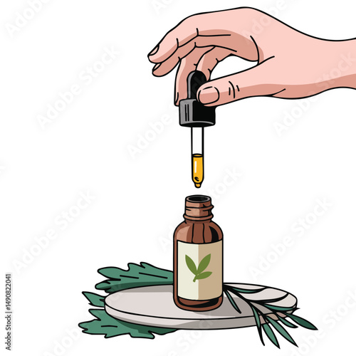 Essential oil dropper isolated vector illustration