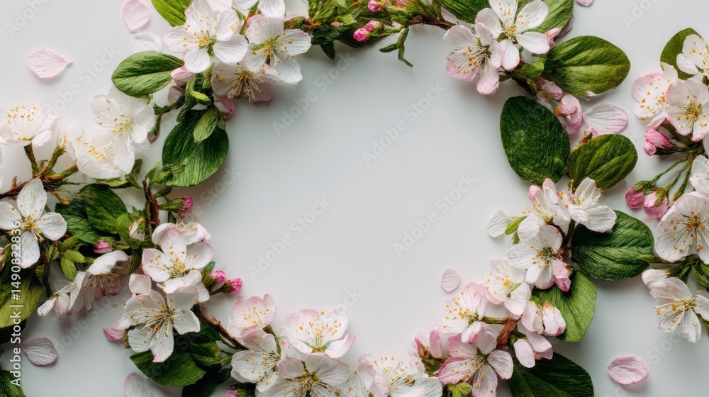 Obraz premium Delicate spring blossoms frame a blank space
