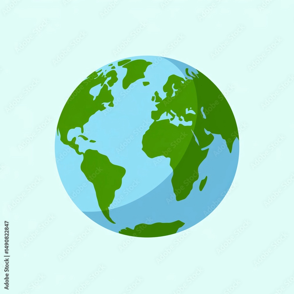 Fototapeta premium Blue and green globe with the continents of Africa and South America