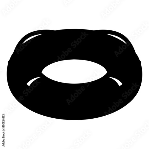 Abstract Black Doughnut Shape on White Background with Internal Light Refraction