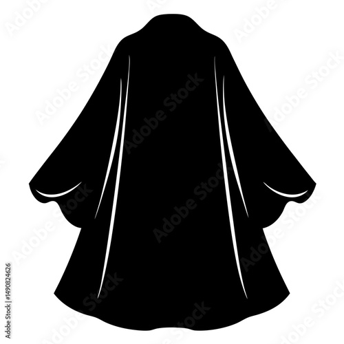 Black kimono robe back view illustration suitable for apparel or graphics