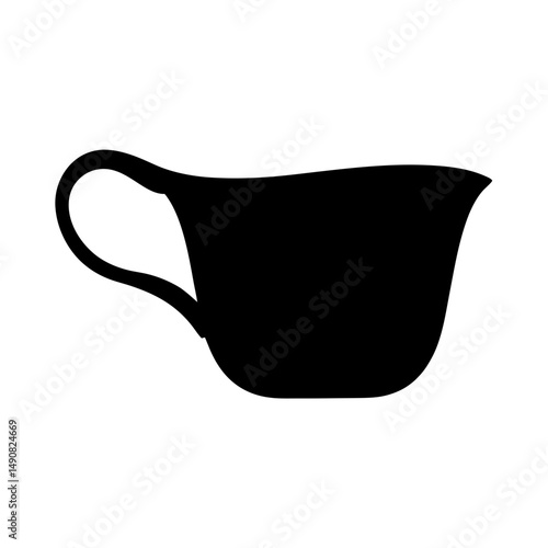 Black silhouette of a gravy boat on a white background