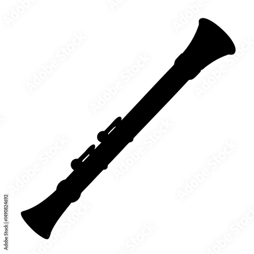 Silhouette of a clarinet, a woodwind instrument with a distinct bell shape