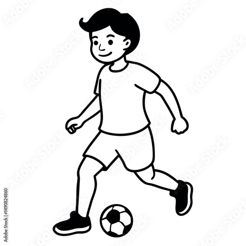  child who play football vector illustration.