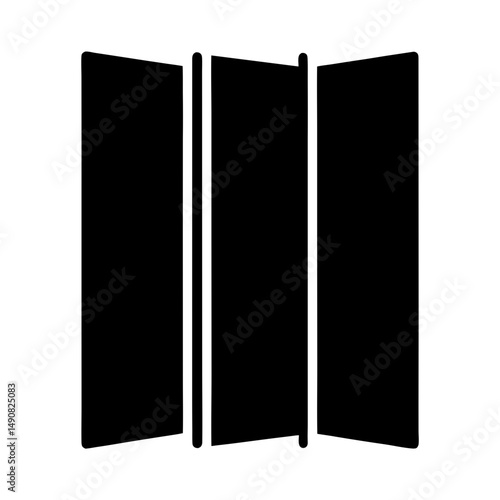 A threepanel room divider silhouette against a white background display