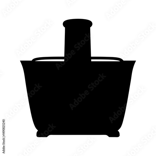 Silhouette of a French press coffee maker isolated on white background