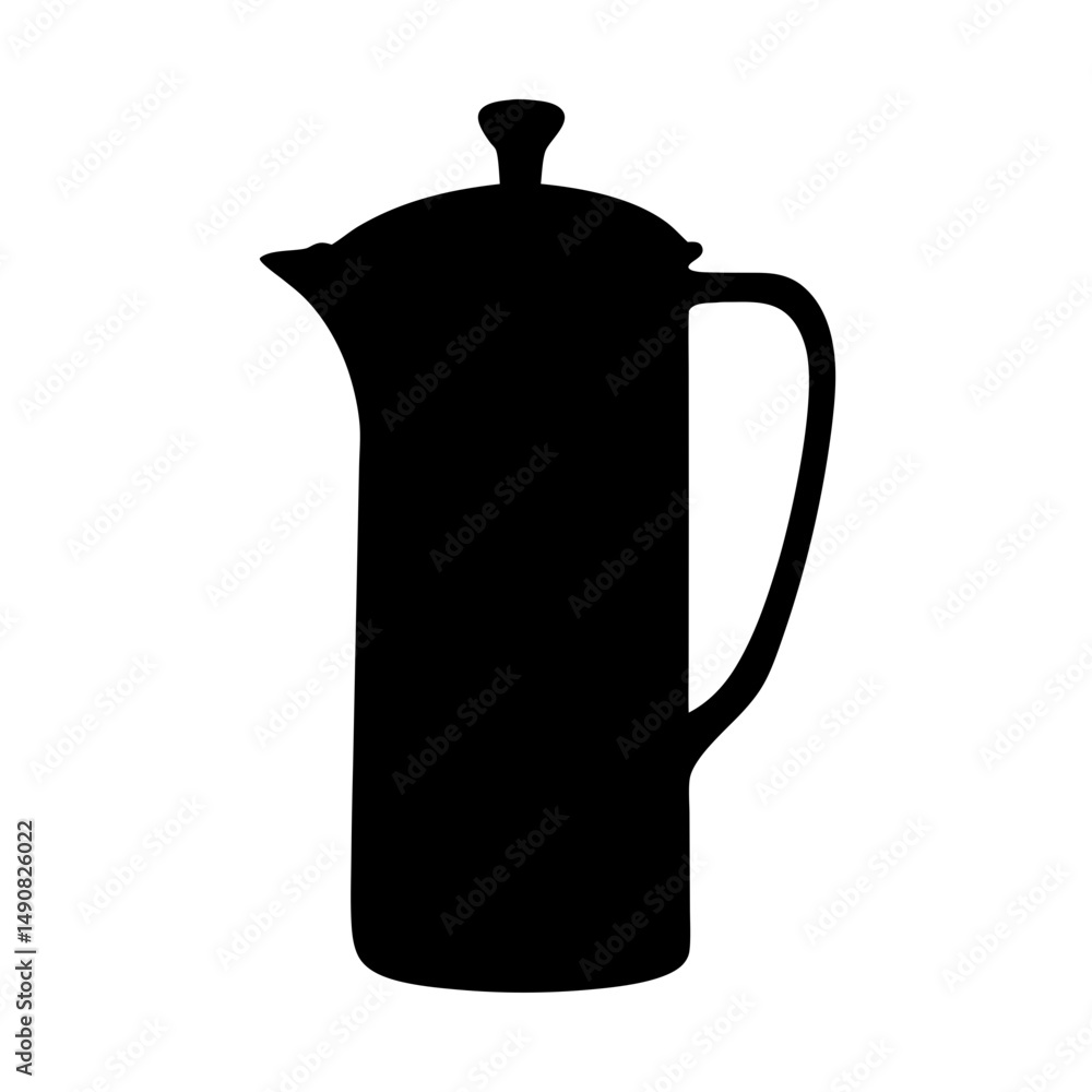 Obraz premium Black silhouette of a French press coffee maker, a minimalist design