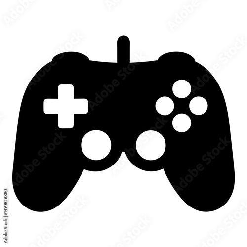 Vector illustration of a modern black gaming controller for video game console