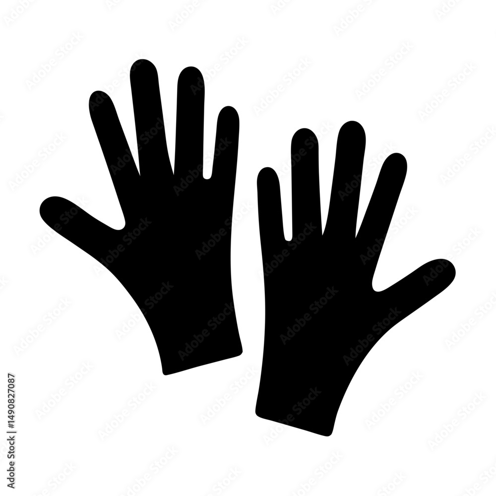 A Black Silhouette of Two Hands, Gesturing Openly on a White Background A Black Silhouette of Two Hands, Gesturing Openly on a White Background