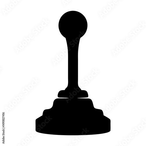 Black silhouette of a vintage style shift knob against white background