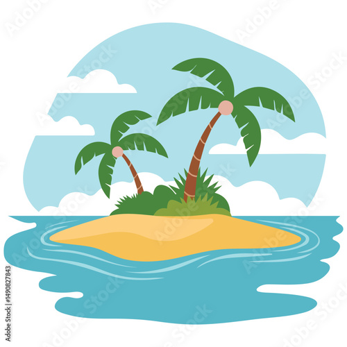 Tropical beach island isolated vector illustration