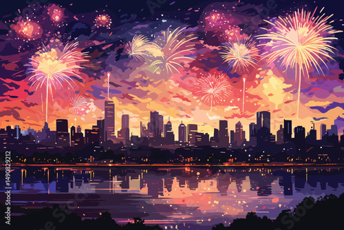 Digitally generated cityscape background with cityscape