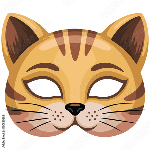 Striped feline mask isolated vector illustration