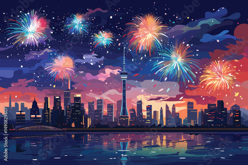 Digitally generated cityscape background with cityscape