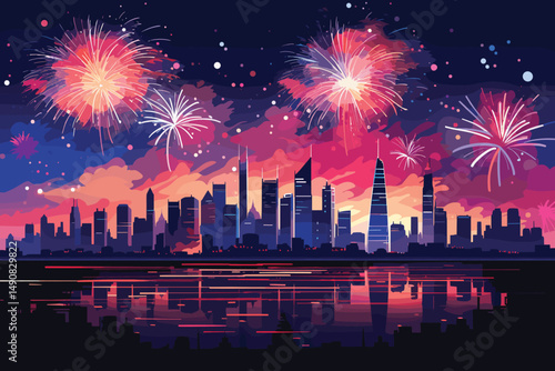 Digitally generated cityscape background with cityscape