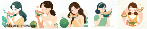 vector of a young man eating bread