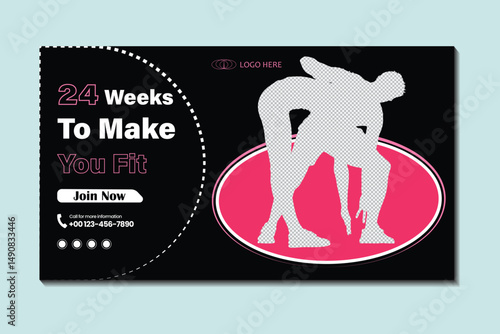 Modern Fitness Center YouTube Thumbnail Design Template
