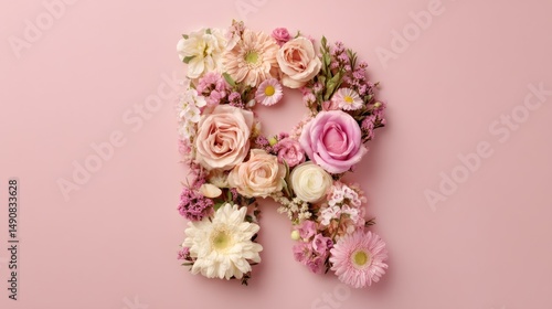 Floral letter R arrangement