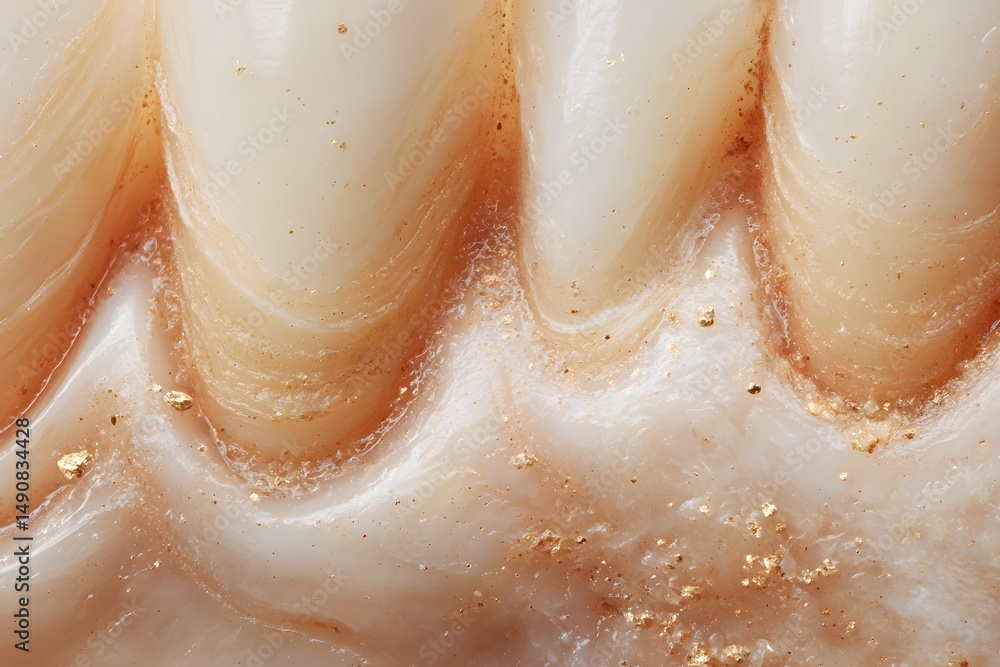 Obraz premium An extreme close-up of several teeth revealing intricate details. The texture and contours of the teeth are beautifully displayed.