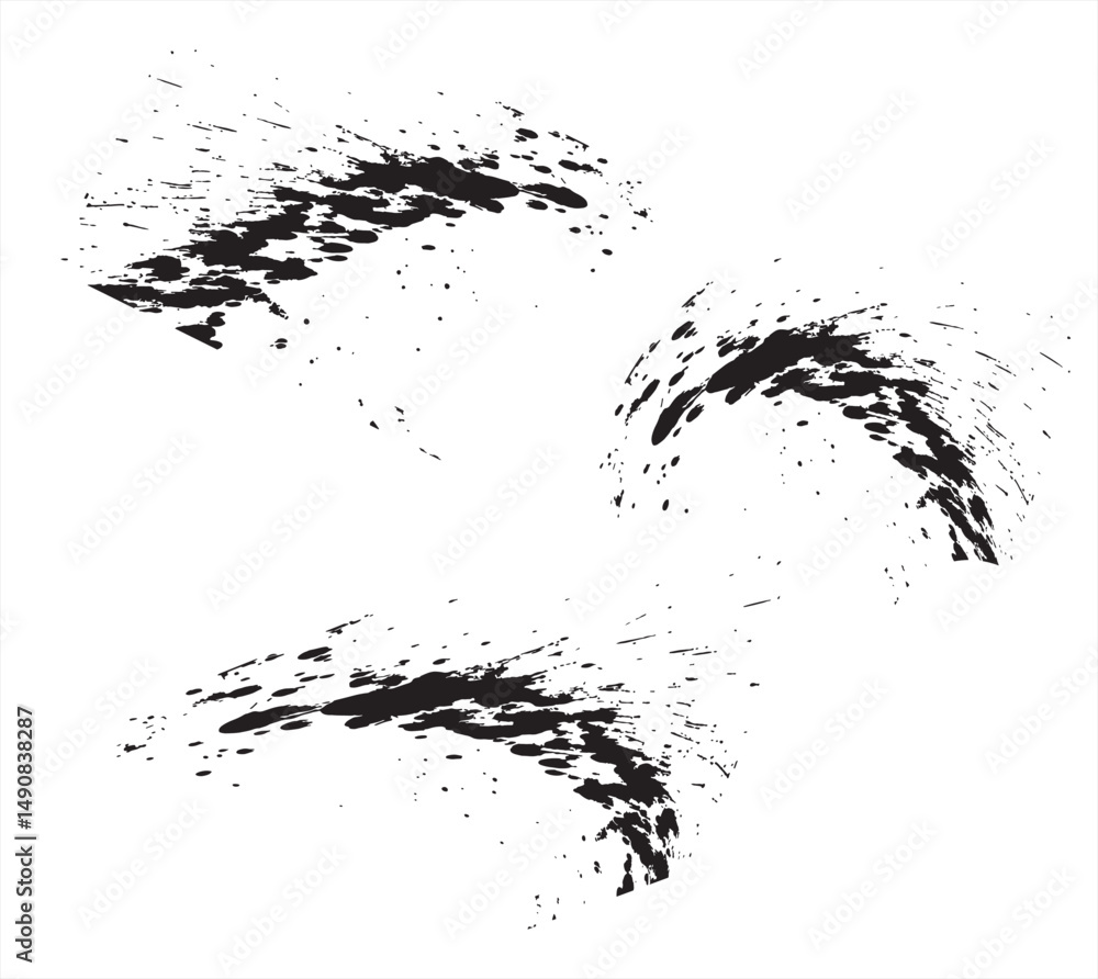 Set of ink splashes.
Black ink splash texture painting. Black ink spots set on transparent background. Ink illustration.