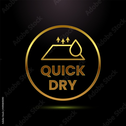 Quick dry icon design illustration. Fast dry cleaning service sign symbol in gold color style