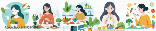 vector of a young man eating bread