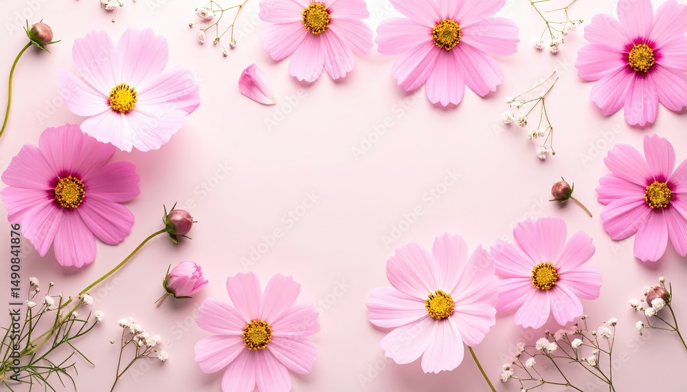 Pink Cosmos Flower Frame. Pink Cosmos Flower Frame.