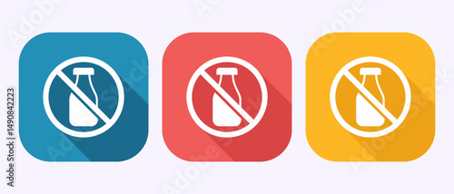 Lactose free icon design illustration, healthy food concept icon sign in shadow button design