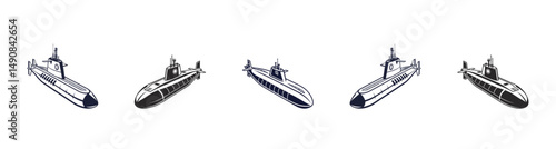 Submarine  vector art illustration.  submarine Silhouettes vector art illustration. Submarine logo icon vector.