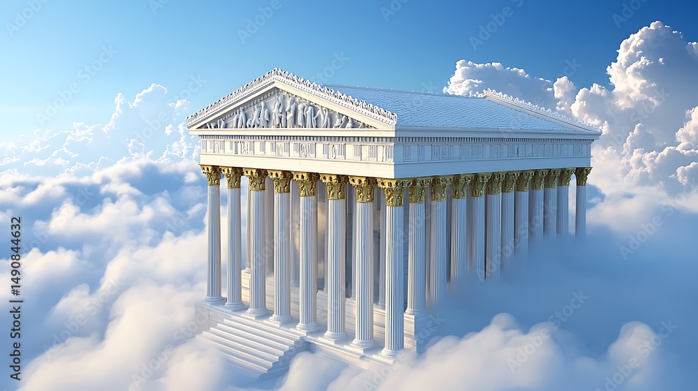 Obraz premium Ancient temple floating in clouds