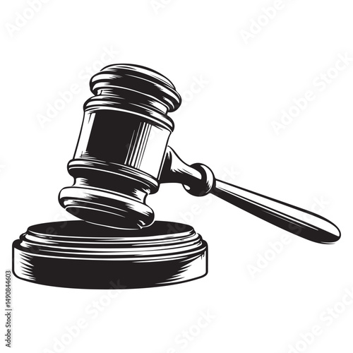 Judge gavel line art silhouette vector illustration, Judge gavel icon