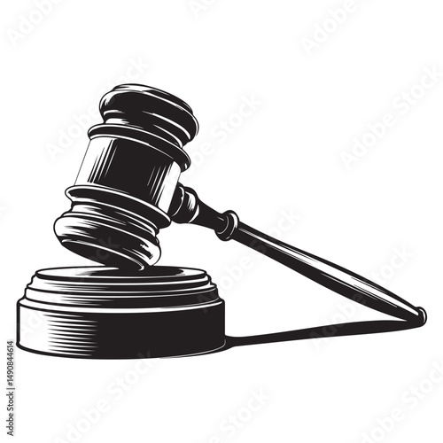 Judge gavel line art silhouette vector illustration, Judge gavel icon
