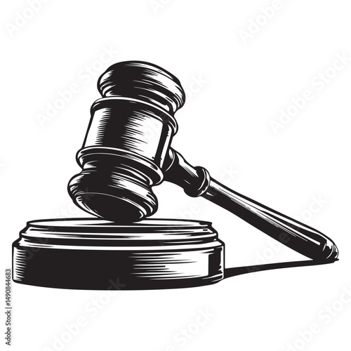 Judge gavel line art silhouette vector illustration, Judge gavel icon