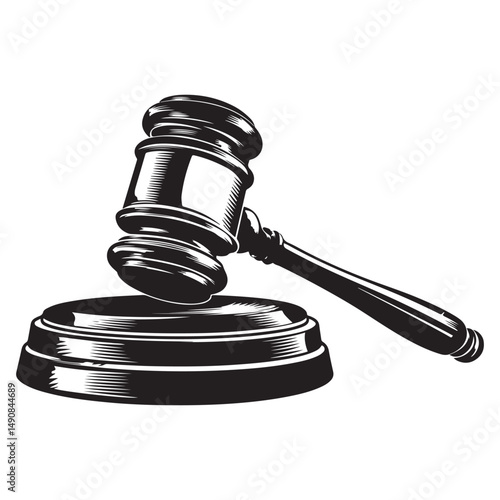 Judge gavel line art silhouette vector illustration, Judge gavel icon