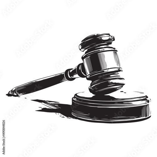 Judge gavel line art silhouette vector illustration, Judge gavel icon