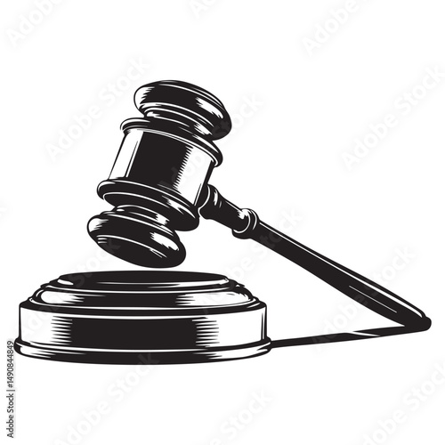 Judge gavel line art silhouette vector illustration, Judge gavel icon