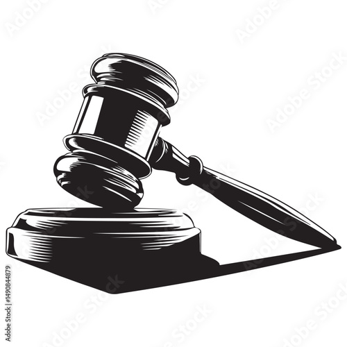Judge gavel line art silhouette vector illustration, Judge gavel icon