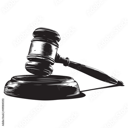 Judge gavel line art silhouette vector illustration, Judge gavel icon