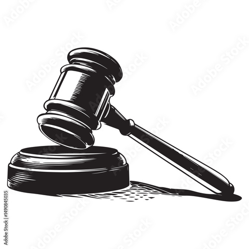 Judge gavel line art silhouette vector illustration, Judge gavel icon