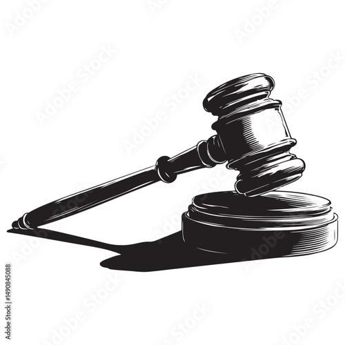 Judge gavel line art silhouette vector illustration, Judge gavel icon