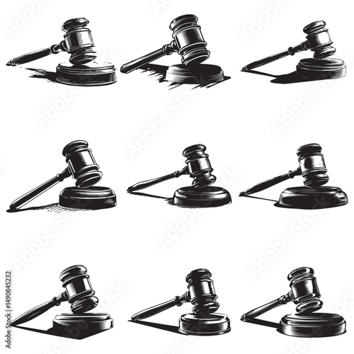 Judge gavel line art silhouette vector illustration, Judge gavel icon