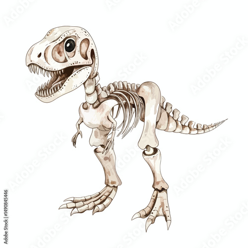 Cartoon Tyrannosaurus Rex Skeleton with Large Eye Socket and Sharp Teeth