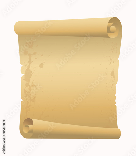 Parchment paper, scroll papyrus, empty frame, blank in cartoon style