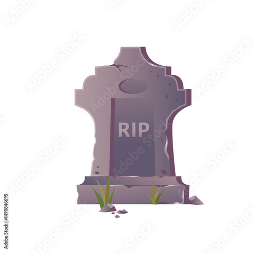 Old stone tombstone with title RIP illustration,