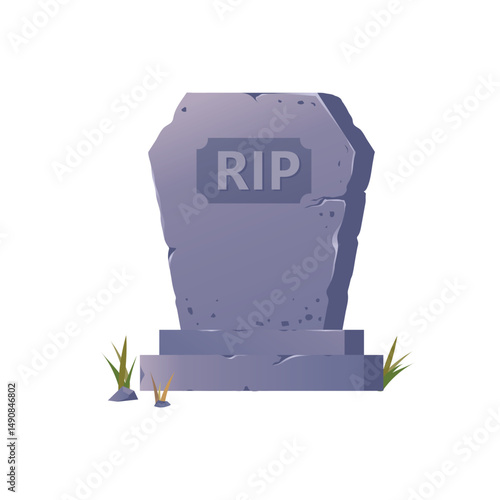 Old stone tombstone with title RIP illustration,