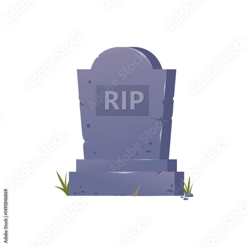 Old stone tombstone with title RIP illustration,