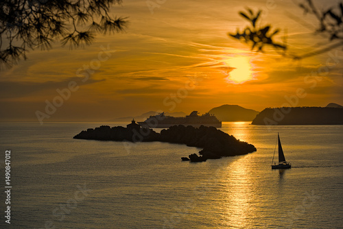Fototapeta Naklejka Na Ścianę i Meble -  Sunset view point in Dubrovnik