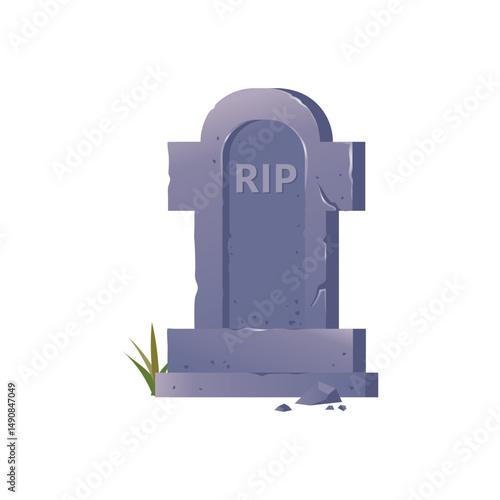 Old stone tombstone with title RIP illustration,