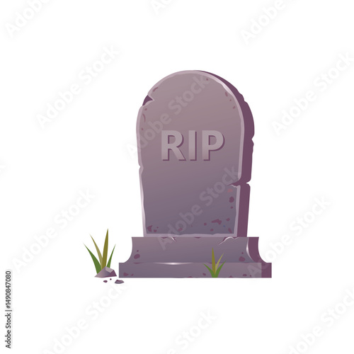 Old stone tombstone with title RIP illustration,
